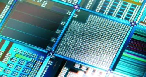 Silicon semiconductor wafer close-up. In electronics, a wafer also called a.. Stock Footage 273170564