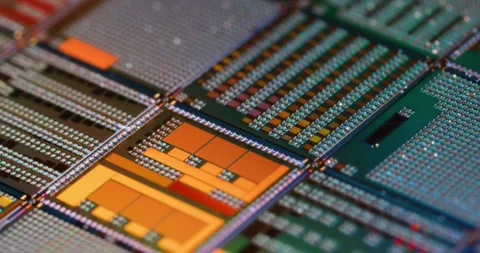 Silicon semiconductor wafer close-up. In electronics, a wafer also called a.. Stock Footage 285944107