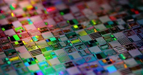 Silicon semiconductor wafer close-up. In electronics, a wafer also called a.. Stock Footage 285944370