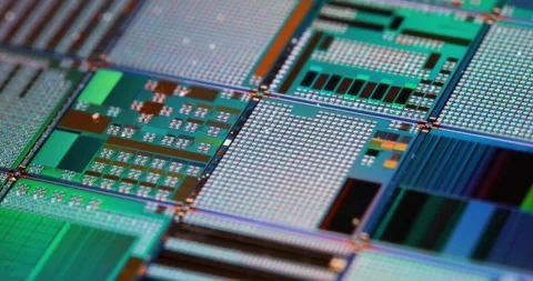 Silicon semiconductor wafer close-up. In electronics, a wafer also called a.. Stock Footage 285944388