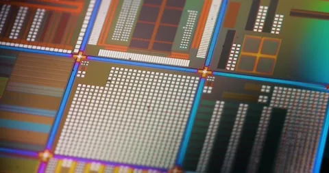 Silicon semiconductor wafer close-up. In electronics, a wafer also called a.. Stock Footage 287703424