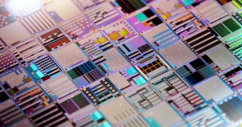 Silicon semiconductor wafer close-up. In electronics, a wafer also called a.. Stock Footage 287703543