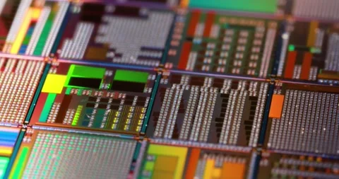Silicon semiconductor wafer close-up. In electronics, a wafer also called a.. Stock Footage 289451821