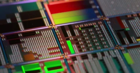 Silicon semiconductor wafer close-up. In electronics, a wafer also called a.. Stock Footage 291530626