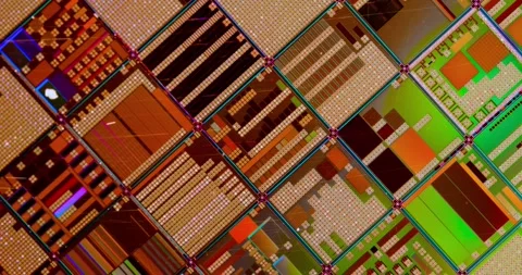 Silicon semiconductor wafer close-up. In electronics, a wafer also called a.. Stock Footage 297552017
