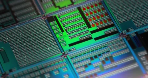 Silicon semiconductor wafer close-up. In electronics, a wafer also called a.. Stock Footage 300025672