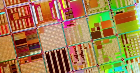Silicon semiconductor wafer close-up. In electronics, a wafer also called a.. Stock Footage 300026013