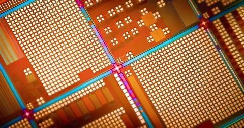 Silicon semiconductor wafer close-up. In electronics, a wafer also called a.. Stock Footage 300026429