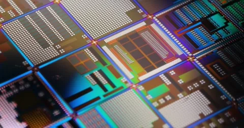 Silicon semiconductor wafer close-up. In electronics, a wafer also called a.. Stock Footage 301302026