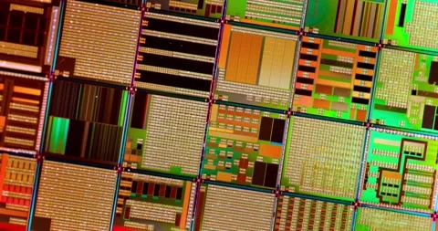 Silicon semiconductor wafer close-up. In electronics, a wafer also called a.. Stock Footage 301302441