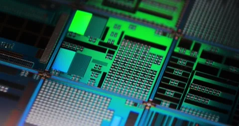 Silicon semiconductor wafer close-up. In electronics, a wafer also called a.. Stock Footage 304681042