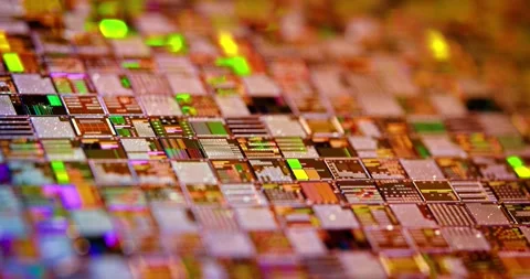 Silicon semiconductor wafer close-up. In electronics, a wafer also called a.. Stock Footage 304681126