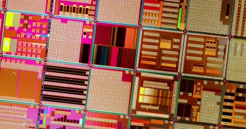 Silicon semiconductor wafer close-up. In electronics, a wafer also called a.. Stock Footage 304681202