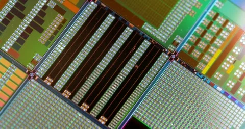 Silicon semiconductor wafer close-up. In electronics, a wafer also called a.. Stock Footage 305913948