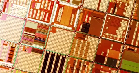 Silicon semiconductor wafer close-up. In electronics, a wafer also called a.. Stock Footage 305914041