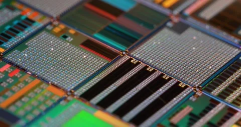 Silicon semiconductor wafer close-up. In electronics, a wafer also called a.. Stock Footage 308235036