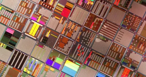Silicon semiconductor wafer close-up. In electronics, a wafer also called a.. Stock Footage 311714618