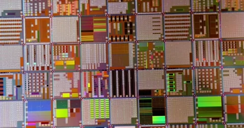 Silicon semiconductor wafer close-up. In electronics, a wafer also called a.. Stock Footage 312509742