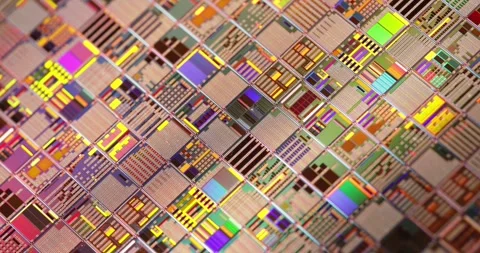 Silicon semiconductor wafer close-up. In electronics, a wafer also called a.. Stock Footage 317096012