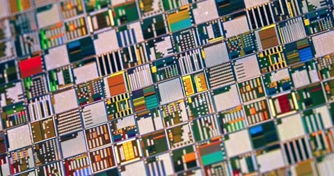 Silicon semiconductor wafer close-up. In electronics, a wafer also called a.. Stock Footage 317096249