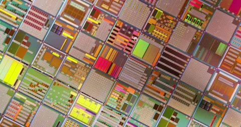 Silicon semiconductor wafer close-up. In electronics, a wafer also called a.. Stock Footage 318952541