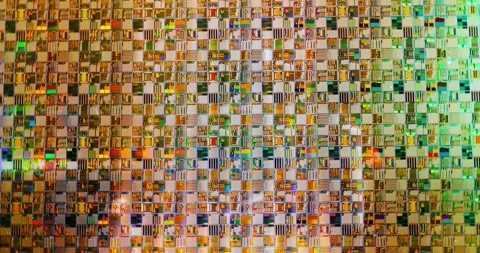 Silicon semiconductor wafer close-up. In electronics, a wafer also called a.. Stock Footage 318952927
