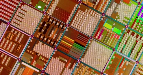 Silicon semiconductor wafer close-up. In electronics, a wafer also called a.. Stock Footage 326165131