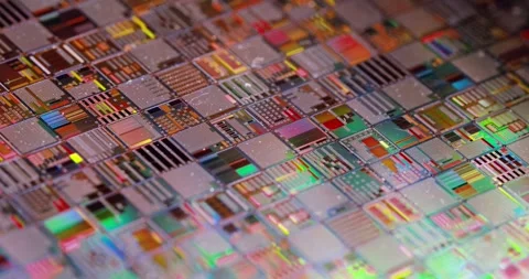 Silicon semiconductor wafer close-up. In electronics, a wafer also called a.. Stock Footage 326165133