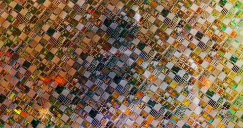Silicon semiconductor wafer close-up. In electronics, a wafer also called a.. Stock Footage 326165178