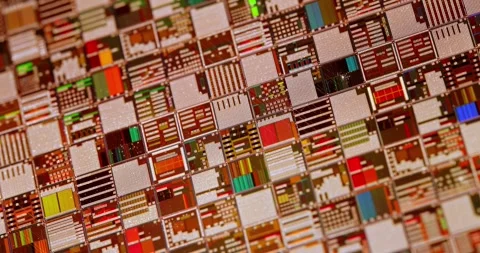 Silicon semiconductor wafer close-up. In electronics, a wafer also called a.. Stock Footage 328013409