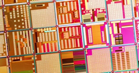 Silicon semiconductor wafer close-up. In electronics, a wafer also called a.. Stock Footage 328982451