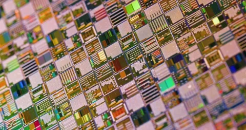 Silicon semiconductor wafer close-up. In electronics, a wafer also called a.. Stock-Footage 343409719