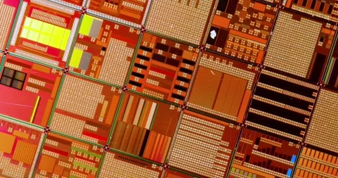 Silicon semiconductor wafer close-up. In electronics, a wafer also called a.. Stock Footage 345583118
