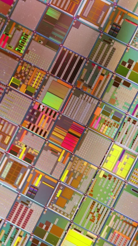 Silicon semiconductor wafer close-up. In electronics, a wafer also called a.. Stock Footage 346393932