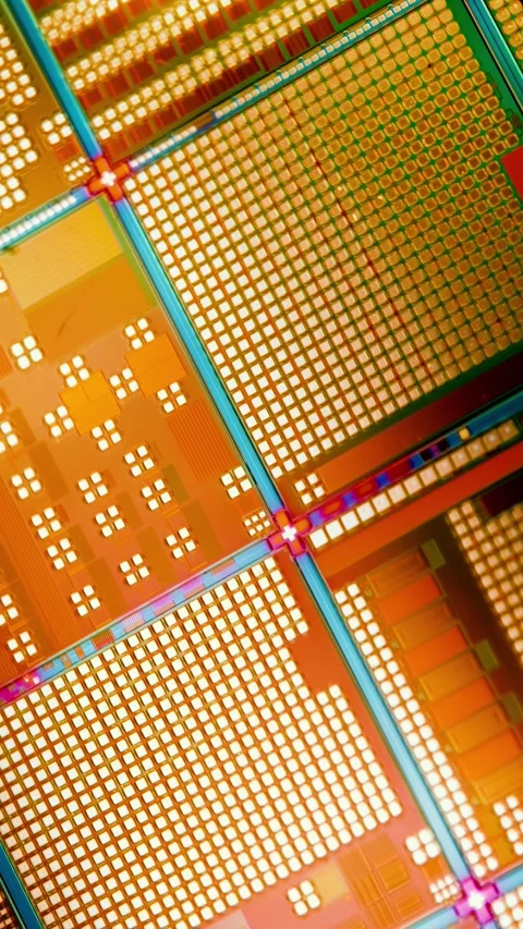 Silicon semiconductor wafer close-up. In electronics, a wafer also called a.. Stock Footage 348640409