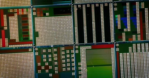Silicon semiconductor wafer with integrated circuit die mosaic pattern. Stock Footage 331997158