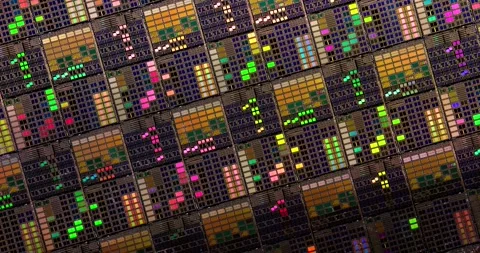 Silicon semiconductor wafer with integrated circuit die mosaic pattern. Stock Footage 331997249