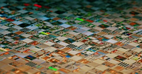 Silicon semiconductor wafer with integrated circuit die mosaic pattern. Stock Footage 333110848