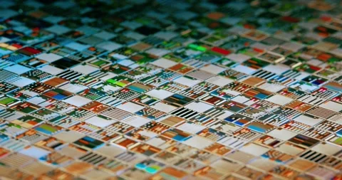 Silicon semiconductor wafer with integrated circuit die mosaic pattern. Stock Footage 343409119