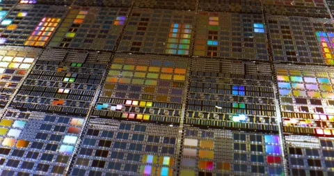Silicon semiconductor wafer with integrated circuit die mosaic pattern. Stock Footage 347008808