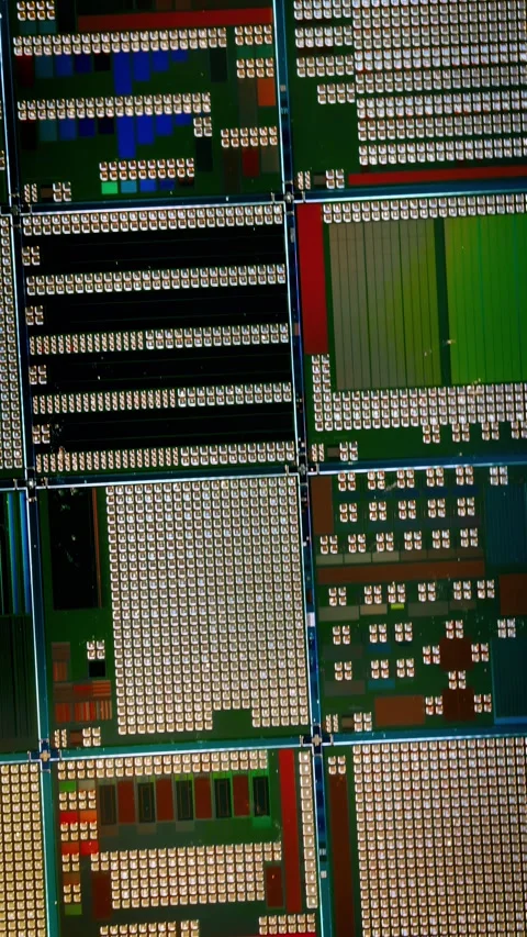 Silicon semiconductor wafer with integrated circuit die mosaic pattern. Stock Footage 348640465