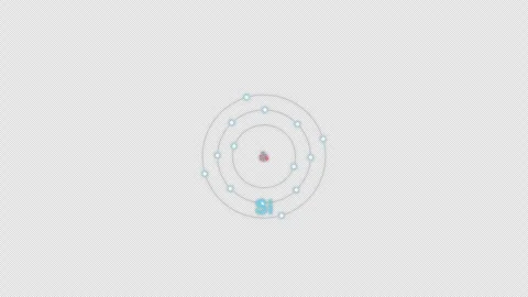 Silicon Si Bohr Atom Model Clean No Text Animation Video Overlay Alpha 4K Stock-Footage 339371435