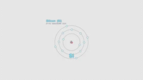 Silicon Si Bohr Atom Model Labeled Animation Video Overlay Alpha 4K 스톡 동영상 339371450