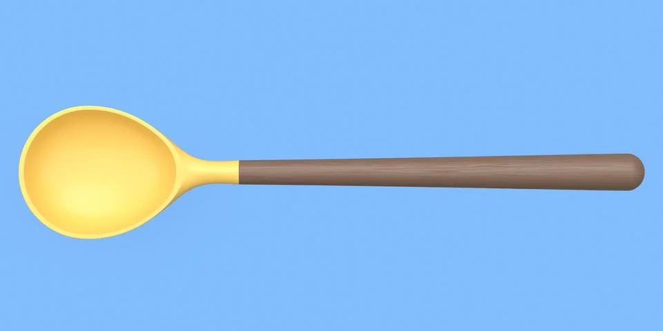 Silicon solid spoon or kitchen utensils on blue background. 스톡 일러스트