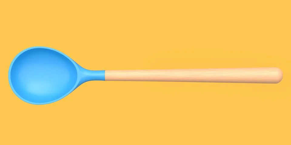 Silicon solid spoon or kitchen utensils on orange background. 库存插图