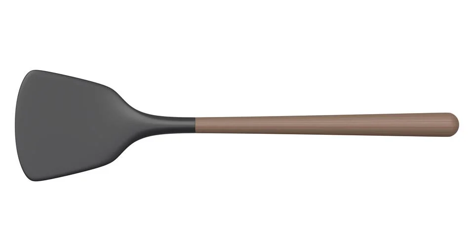 Silicon solid turner or kitchen utensils on white background. Illustrazione stock