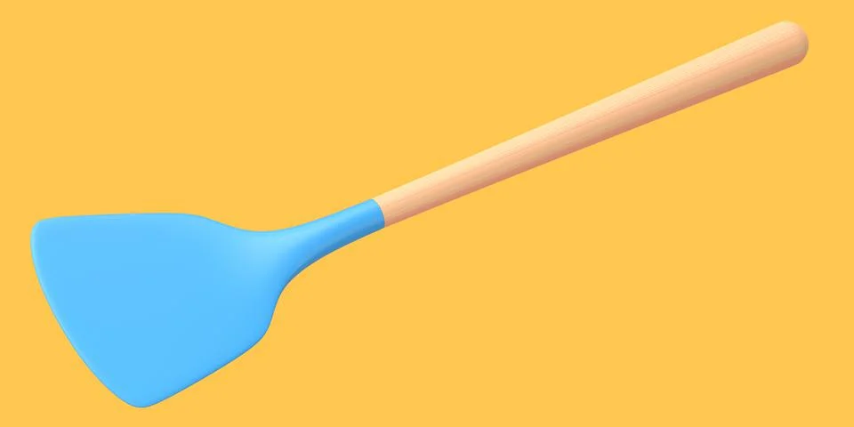 Silicon solid turner or kitchen utensils on orange background. 库存插图
