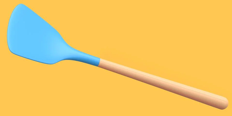 Silicon solid turner or kitchen utensils on orange background. Stock Illustration