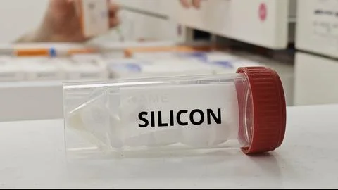 SILICON tablets for support connective tissue and bone health Stock Photos