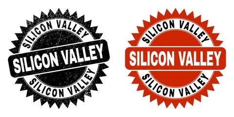 SILICON VALLEY Black Rosette Stamp Seal with Corroded Style Stock Illustration